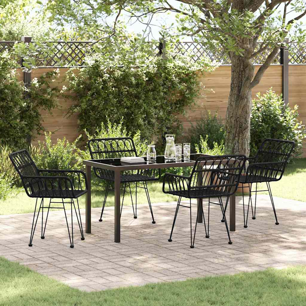 Tuin eettafelset 5 pcs Zwart Gepoedercoat staal is nu te koop bij PeponiXL, paradijselijk wonen!