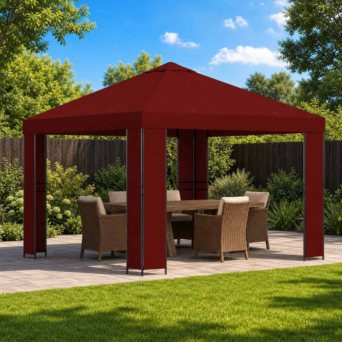 Prieel 3 x 3 m Bordeauxrood Polyester en staal 190 is nu te koop bij PeponiXL, paradijselijk wonen!