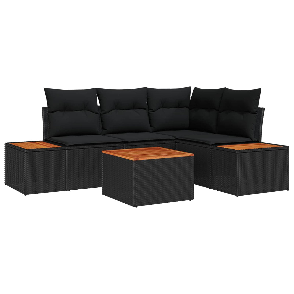 Tuinbankenset met kussen 5 pcs Zwart Poly riet is nu te koop bij PeponiXL, paradijselijk wonen!