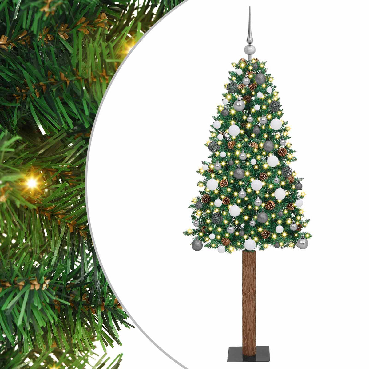 Slanke Kerstboom Groen 210 cm PVC en massief dennenhout is nu te koop bij PeponiXL, paradijselijk wonen!