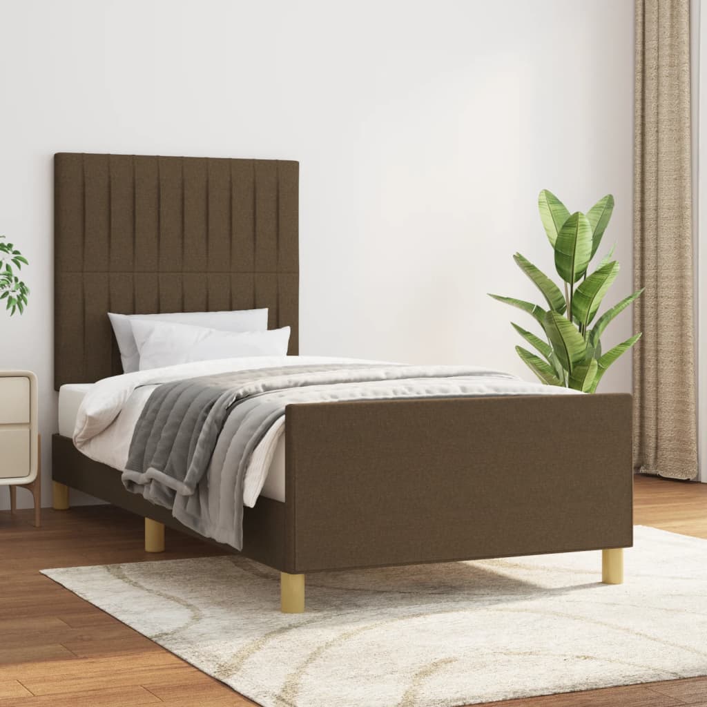 Bedframe zonder matras 90x190 cm stof donkerbruin is nu te koop bij PeponiXL, paradijselijk wonen!