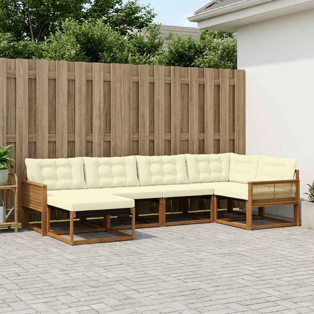 Buiten bankenset met kussen 6 pcs Natuurlijk en Crème is nu te koop bij PeponiXL, paradijselijk wonen!