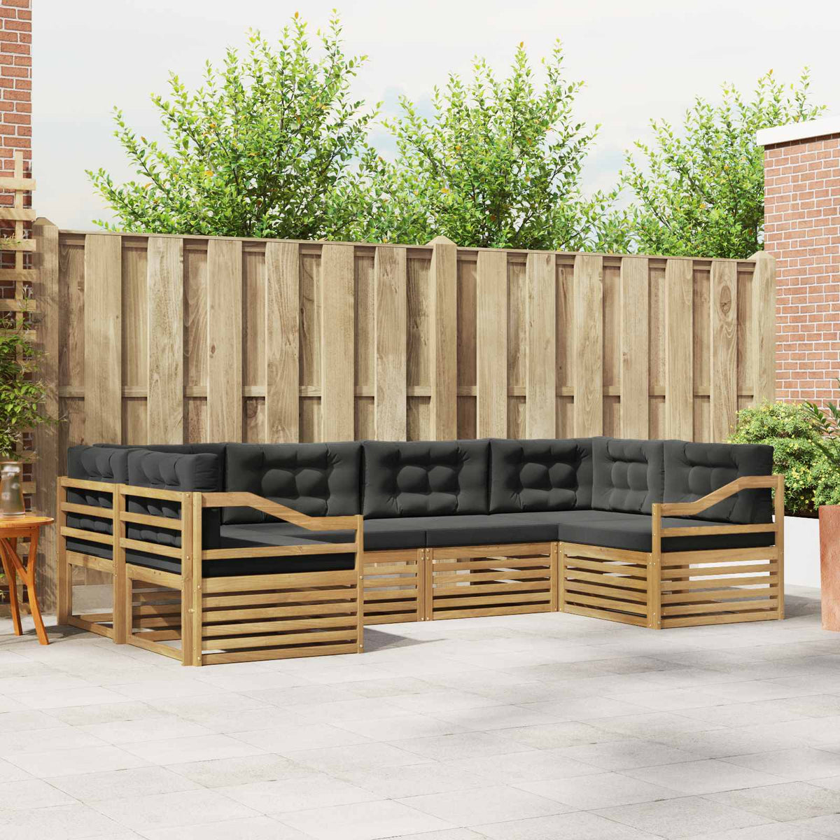 Buiten bankenset 6 pcs Wit en antracietkleurig Polyester is nu te koop bij PeponiXL, paradijselijk wonen!