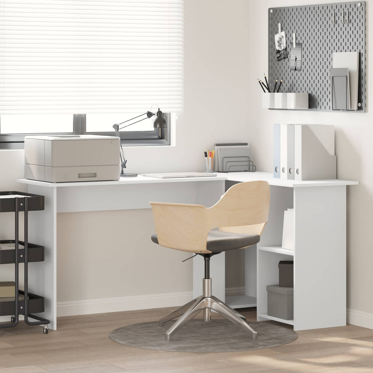 Bureau met plank met opslag Wit 142 x 102 x 73 cm Bewerkt hout is nu te koop bij PeponiXL, paradijselijk wonen!