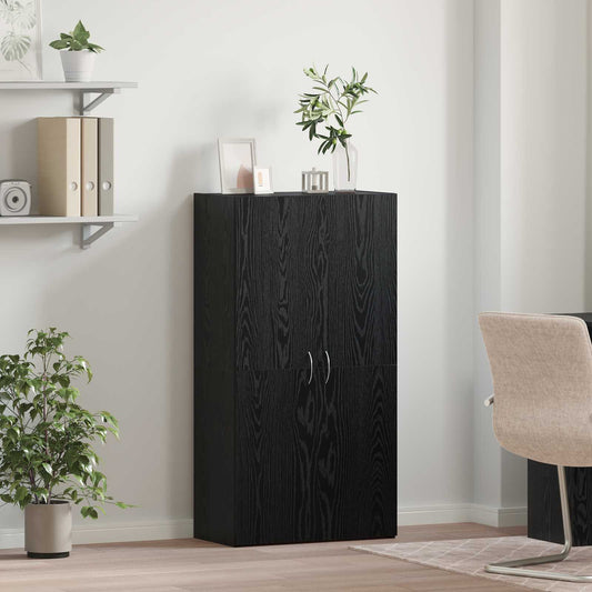 Kantoorkast Zwart eiken 60 x 32 x 115 cm Bewerkt hout is nu te koop bij PeponiXL, paradijselijk wonen!