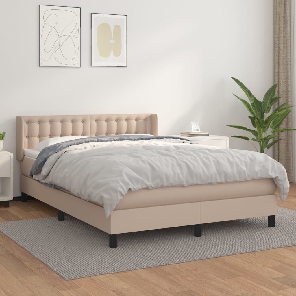 Boxspring met matras kunstleer cappuccinokleurig 140x200 cm is nu te koop bij PeponiXL, paradijselijk wonen!
