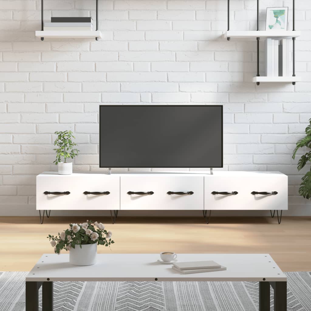 Tv-meubel 150x36x30 cm bewerkt hout wit is nu te koop bij PeponiXL, paradijselijk wonen!