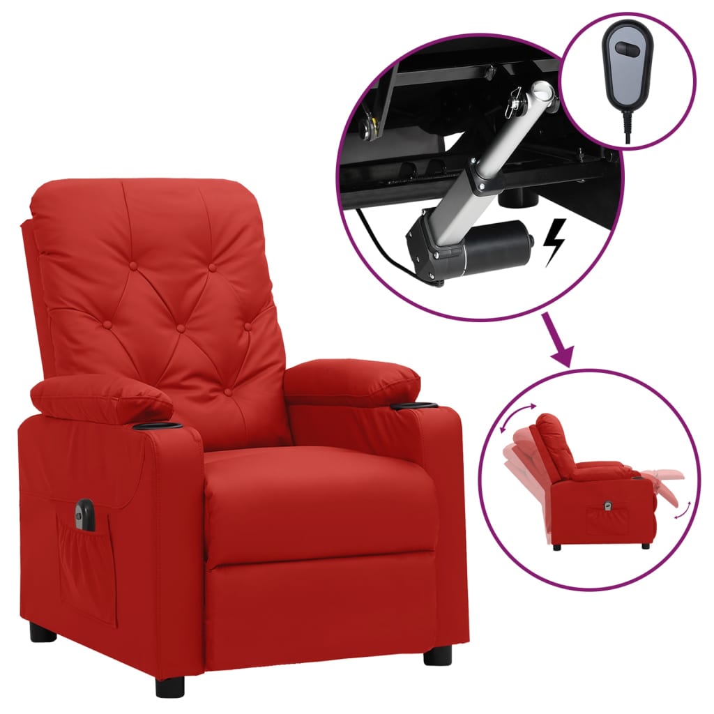 Fauteuil verstelbaar elektrisch kunstleer wijnrood is nu te koop bij PeponiXL, paradijselijk wonen!