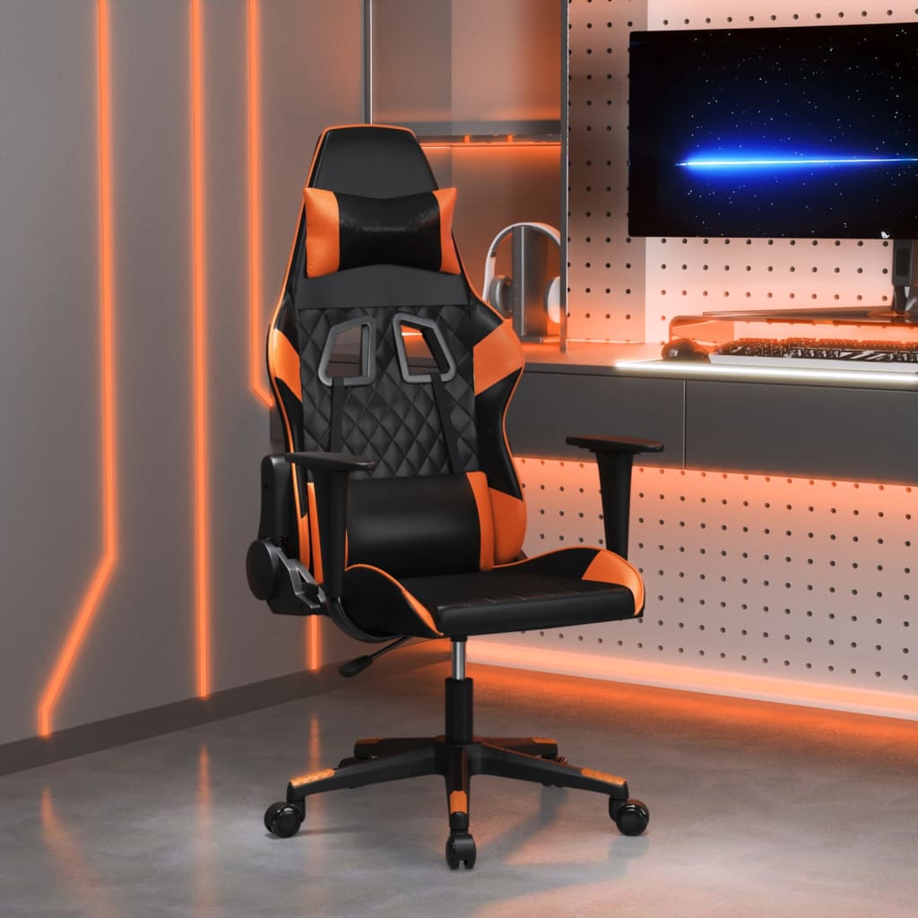 Gamestoel kunstleer zwart en oranje is nu te koop bij PeponiXL, paradijselijk wonen!
