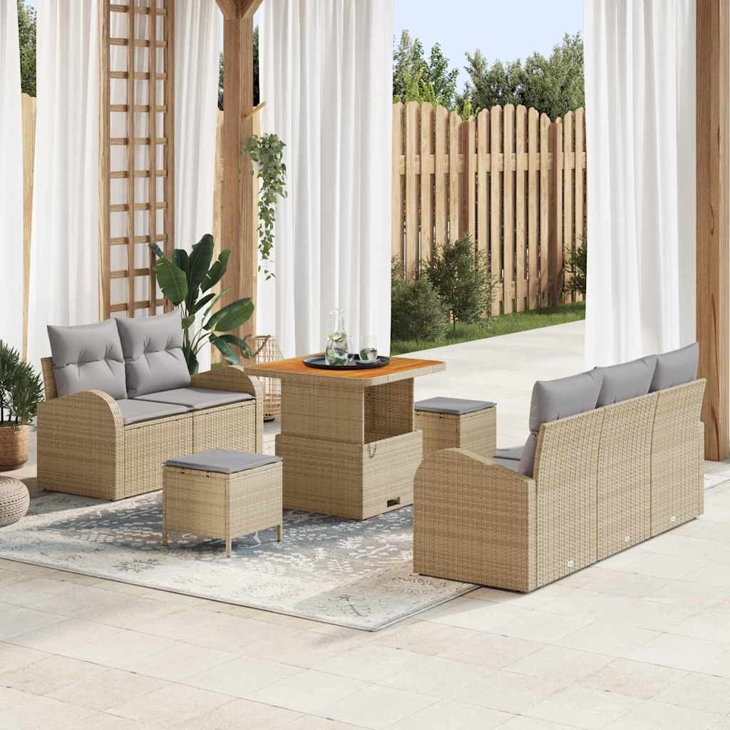 Tuin Sofa Set met kussen met opslag 8 pcs Beige en Licht Grijs is nu te koop bij PeponiXL, paradijselijk wonen!