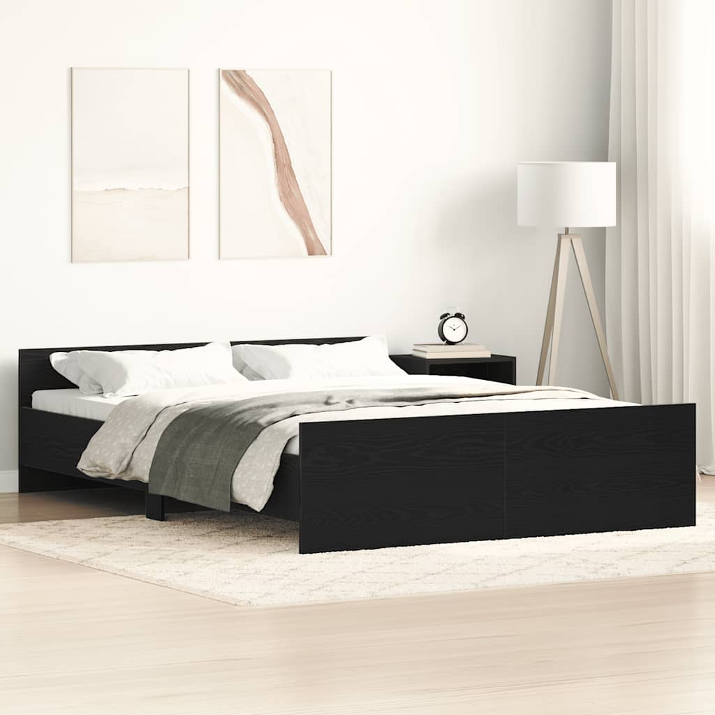 Bedframe zonder matras 120x190 cm bewerkt hout zwart eikenkleur is nu te koop bij PeponiXL, paradijselijk wonen!