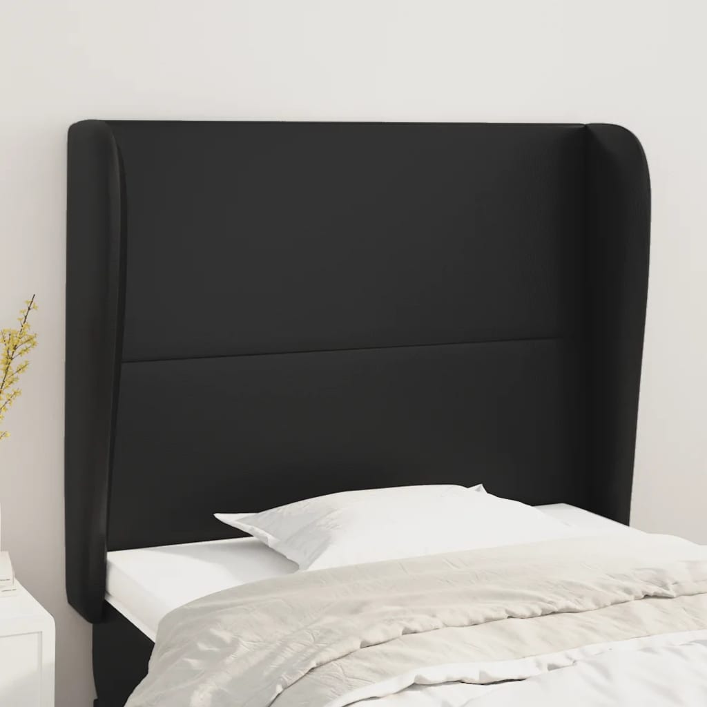 Hoofdbord met randen 103x23x118/128 cm kunstleer zwart is nu te koop bij PeponiXL, paradijselijk wonen!