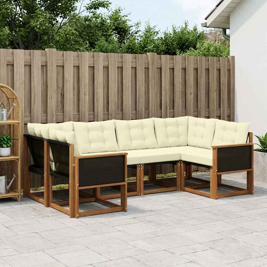 Buiten bankenset met kussen 6 pcs Natuurlijk en Crème is nu te koop bij PeponiXL, paradijselijk wonen!