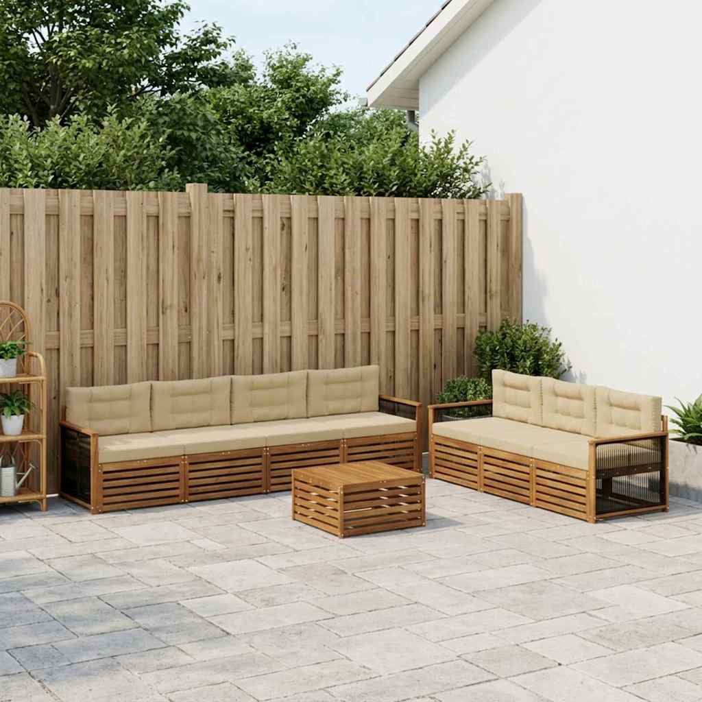 Buiten bankenset met kussen 8 pcs Natuurlijk en Beige is nu te koop bij PeponiXL, paradijselijk wonen!