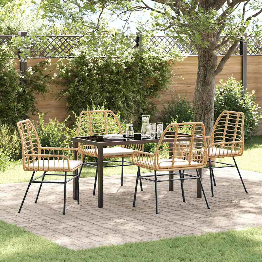 Tuin eettafelset 5 pcs Bruin poly rattan is nu te koop bij PeponiXL, paradijselijk wonen!