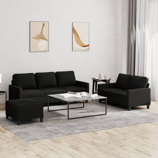 3-delige loungeset met kussens stof zwart is nu te koop bij PeponiXL, paradijselijk wonen!
