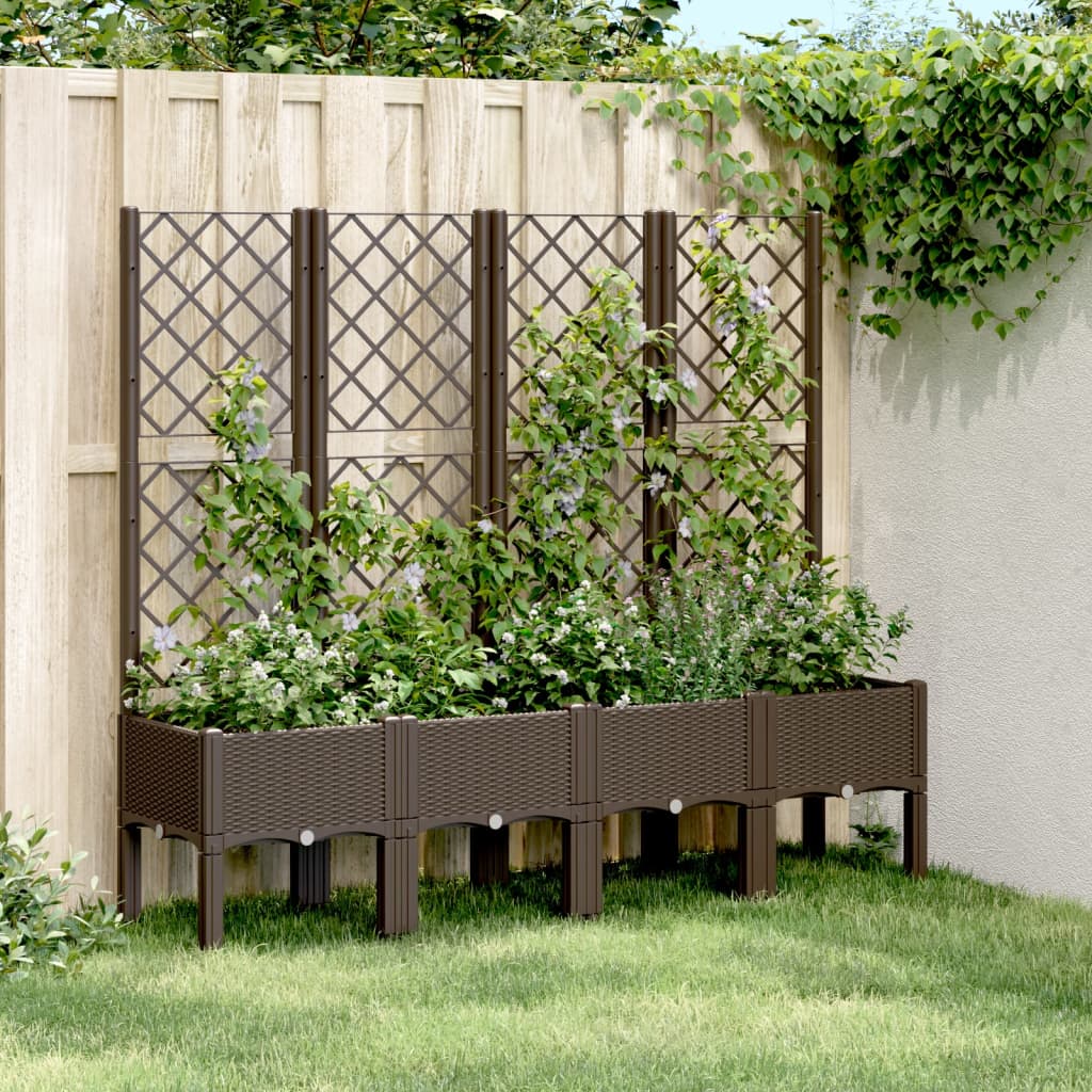 Plantenbak met latwerk 160x40x142 cm polypropeen bruin is nu te koop bij PeponiXL, paradijselijk wonen!