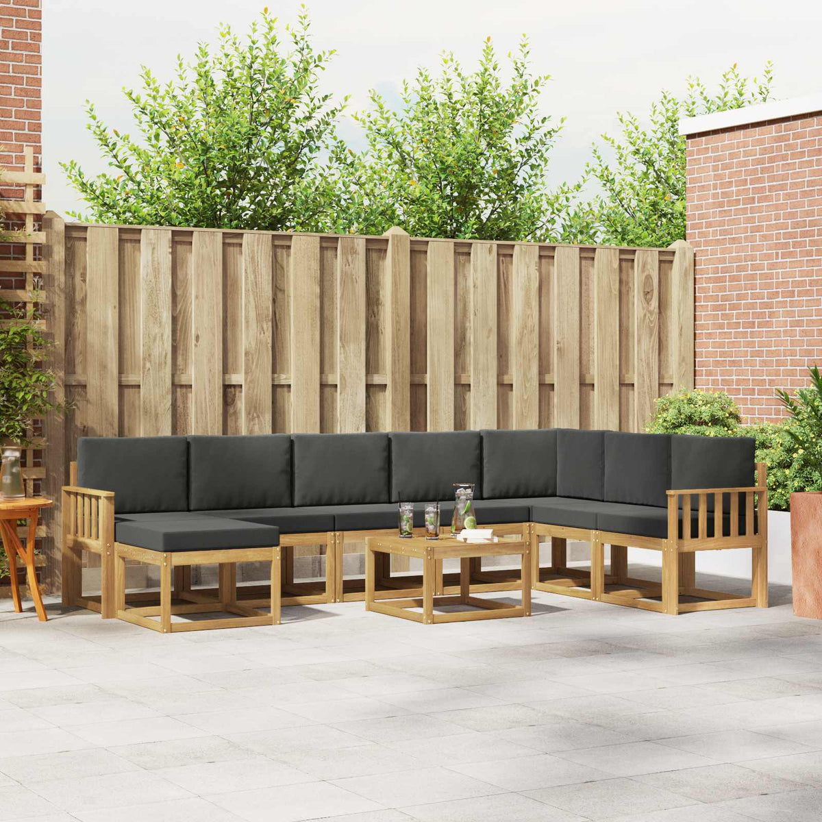 Buiten bankenset met kussen 9 pcs Wit en antracietkleurig is nu te koop bij PeponiXL, paradijselijk wonen!