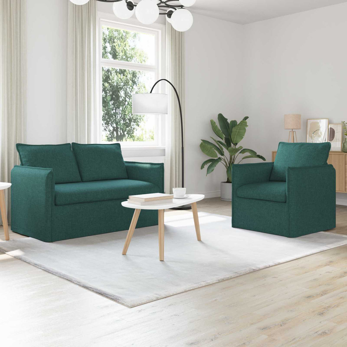 Bankstel 2 pcs Donkergroen 136 x 82 x 85 cm Stof is nu te koop bij PeponiXL, paradijselijk wonen!