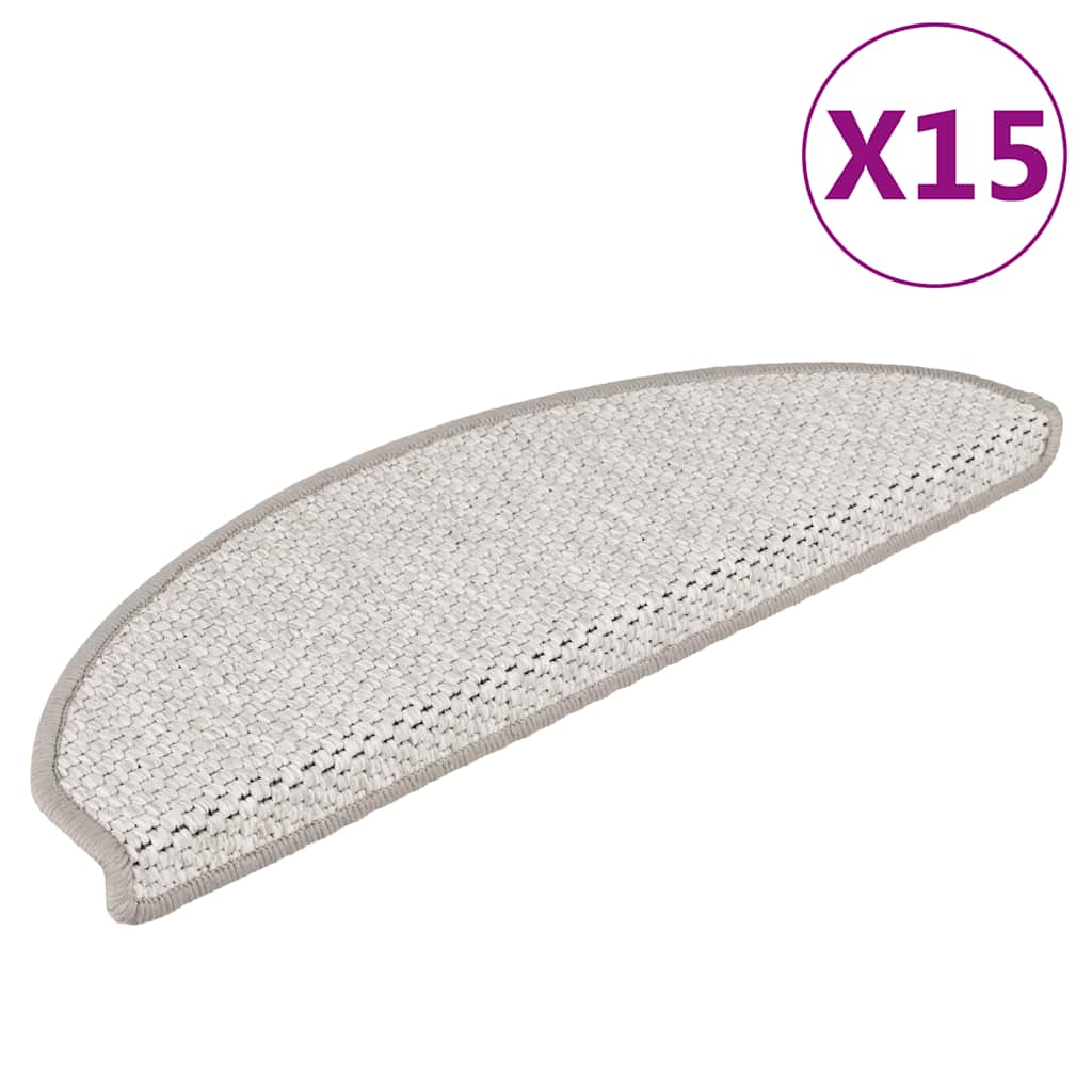 Trapmatten zelfklevend 15 st sisal-look 65x21x4 cm platinakleur is nu te koop bij PeponiXL, paradijselijk wonen!