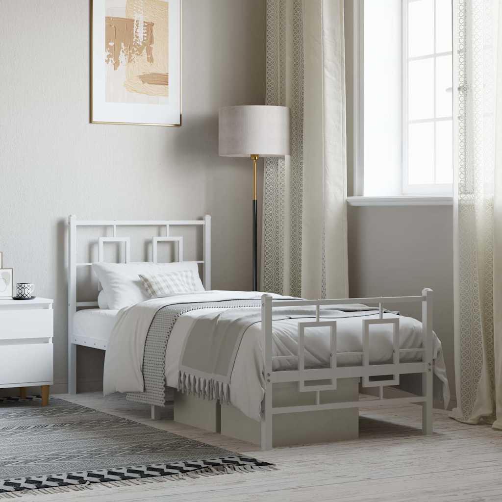 Bedframe met hoofd- en voeteneinde metaal wit 80x200 cm is nu te koop bij PeponiXL, paradijselijk wonen!