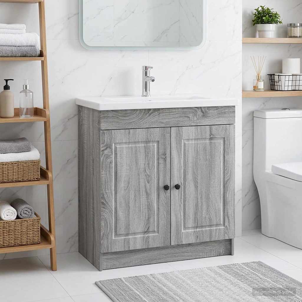 Badkamer onder wastafel kast Grijs Sonoma 56 x 37,5 x 81 cm is nu te koop bij PeponiXL, paradijselijk wonen!