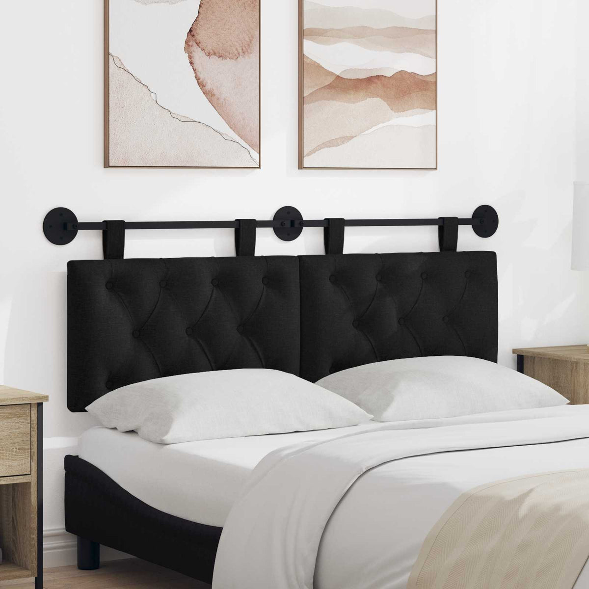 Hangend hoofdbord Zwart Stof is nu te koop bij PeponiXL, paradijselijk wonen!