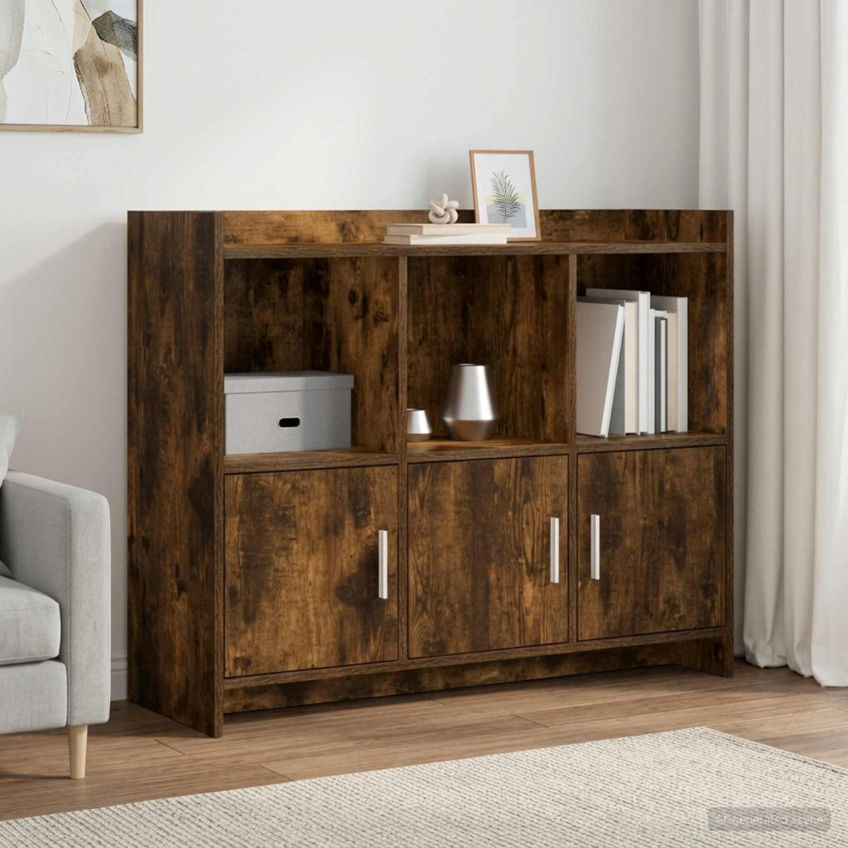 Dressoir Gerookt eiken 98,5 x 33 x 80 cm Bewerkt hout is nu te koop bij PeponiXL, paradijselijk wonen!