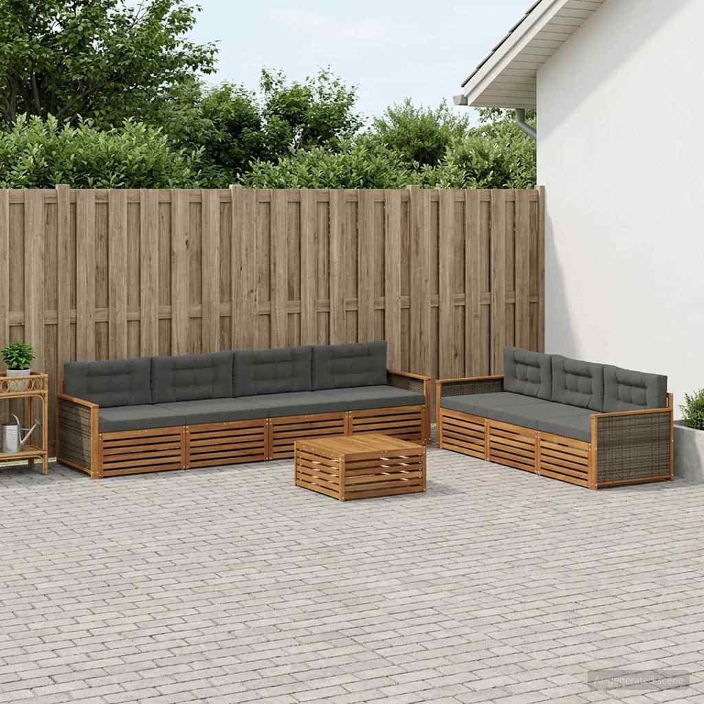 Buiten bankenset met kussen 8 pcs Natuurlijk en Antraciet is nu te koop bij PeponiXL, paradijselijk wonen!