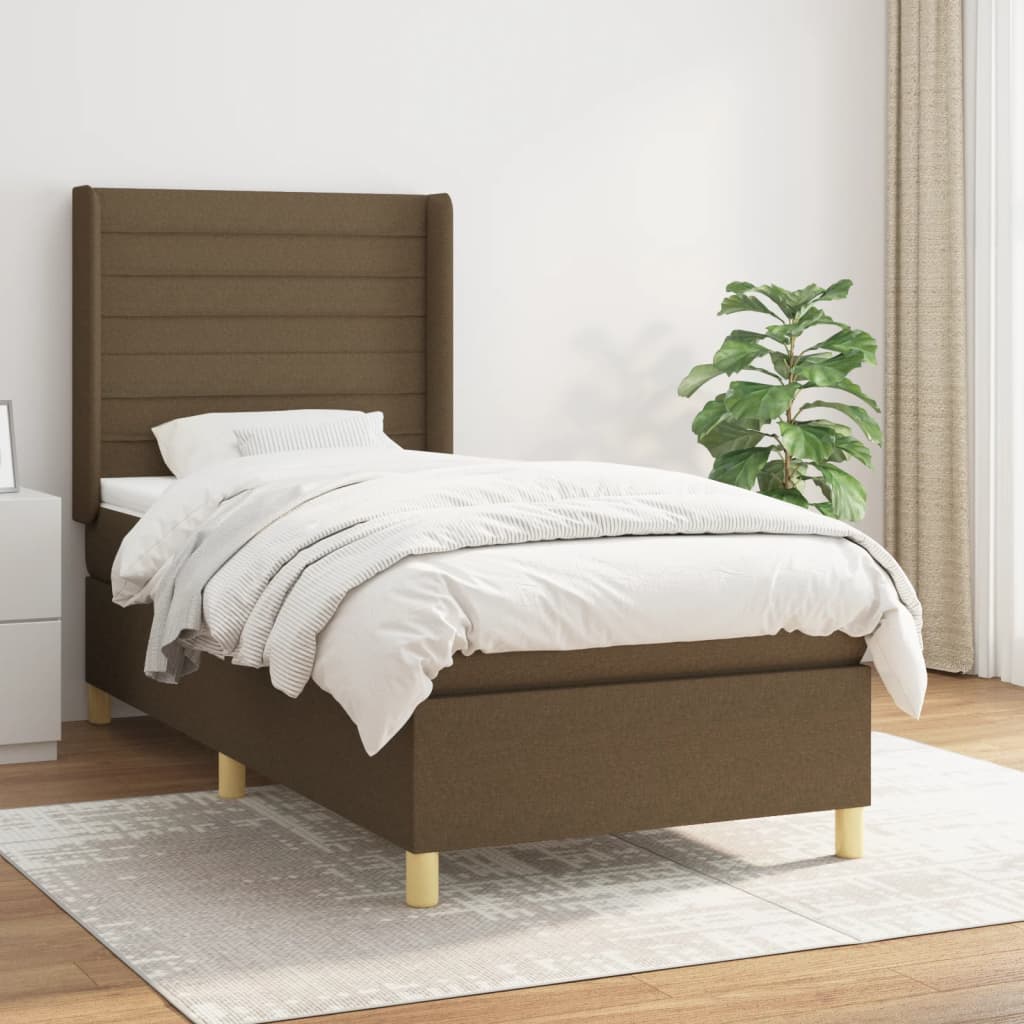 Boxspring met matras stof donkerbruin 100x200 cm is nu te koop bij PeponiXL, paradijselijk wonen!