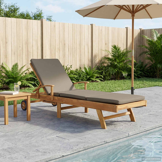 Ligstoel 100% Polyester Massief Teak is nu te koop bij PeponiXL, paradijselijk wonen!