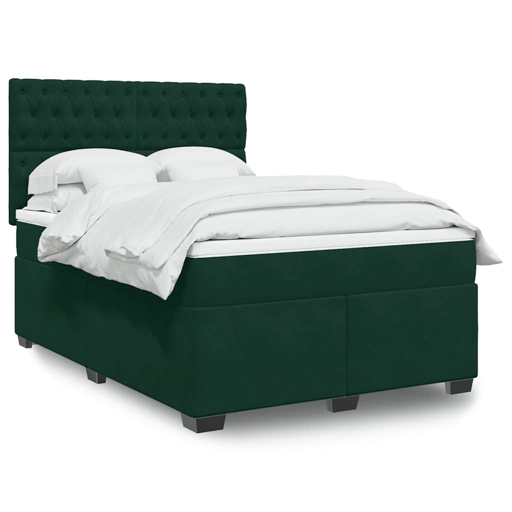Boxspring met matras fluweel donkergroen 140x200 cm is nu te koop bij PeponiXL, paradijselijk wonen!