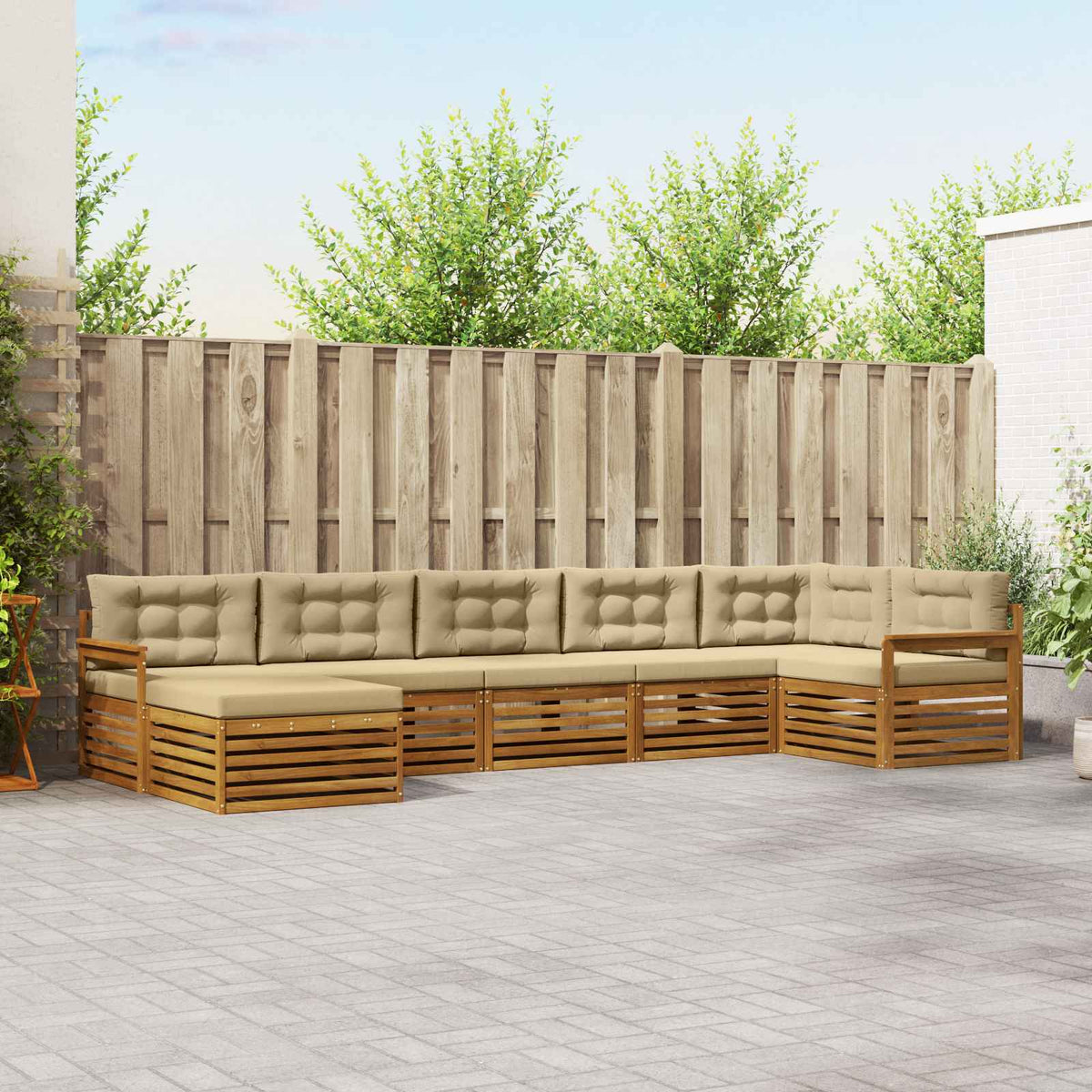 Buiten bankenset met kussen 7 pcs Natuurlijk en Beige is nu te koop bij PeponiXL, paradijselijk wonen!
