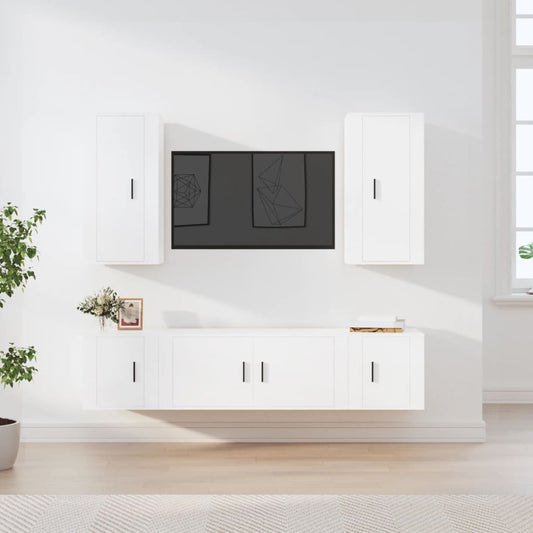 5-delige Tv-meubelset bewerkt hout wit is nu te koop bij PeponiXL, paradijselijk wonen!