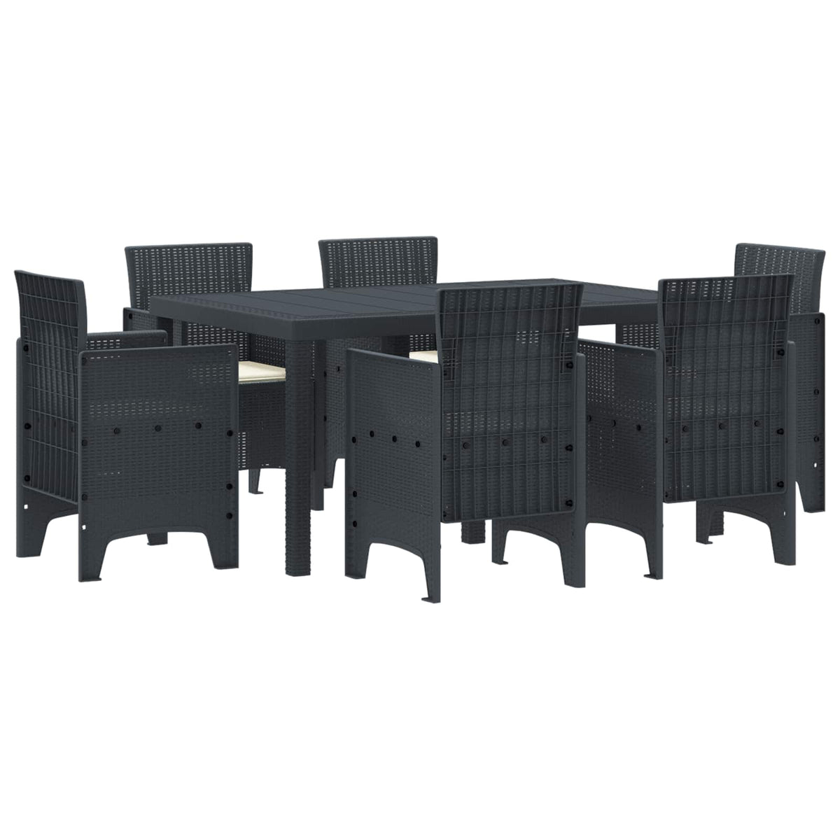 Tuin Eetset 7 pcs Antraciet Polt riet is nu te koop bij PeponiXL, paradijselijk wonen!