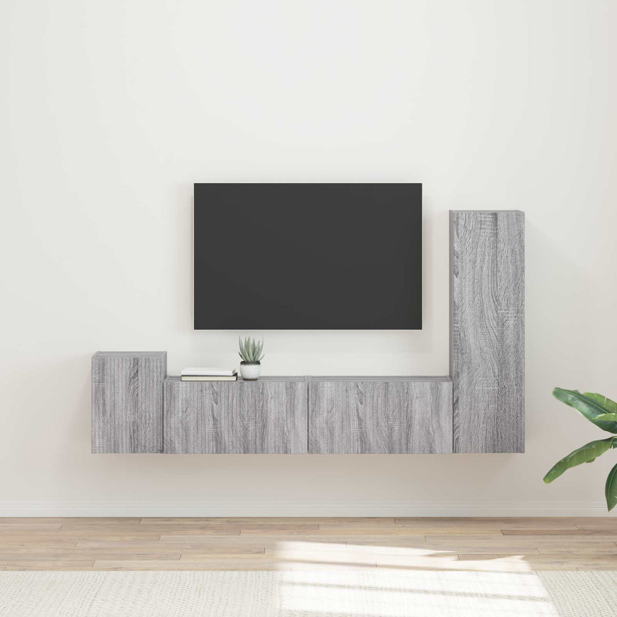 Tv-meubelset Wandgemonteerd 4 pcs Grijs Sonoma Bewerkt hout is nu te koop bij PeponiXL, paradijselijk wonen!