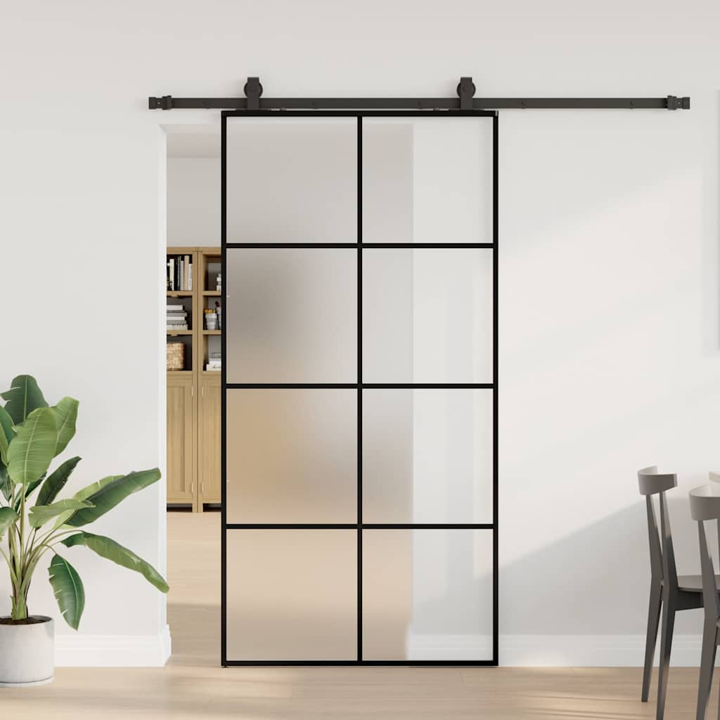 Schuifdeur met beslagset 102,5x205 cm ESG glas zwart is nu te koop bij PeponiXL, paradijselijk wonen!