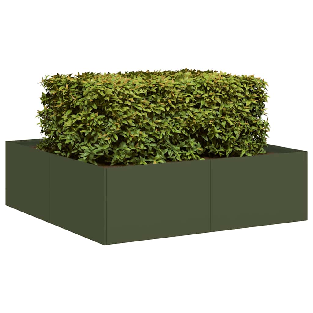 Plantenbak 100x100x30 cm staal olijfgroen is nu te koop bij PeponiXL, paradijselijk wonen!