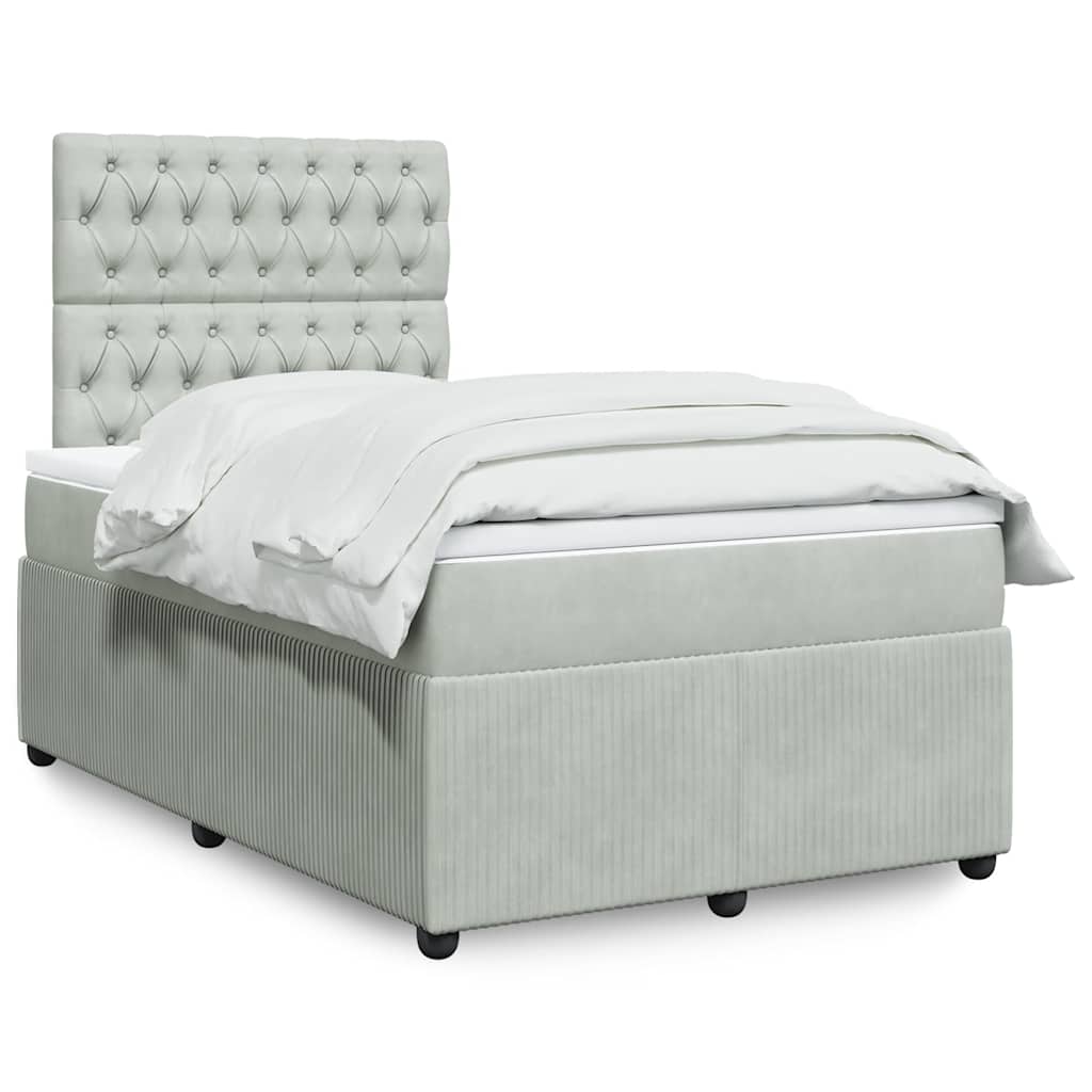 Boxspring met matras fluweel lichtgrijs 120x200 cm is nu te koop bij PeponiXL, paradijselijk wonen!