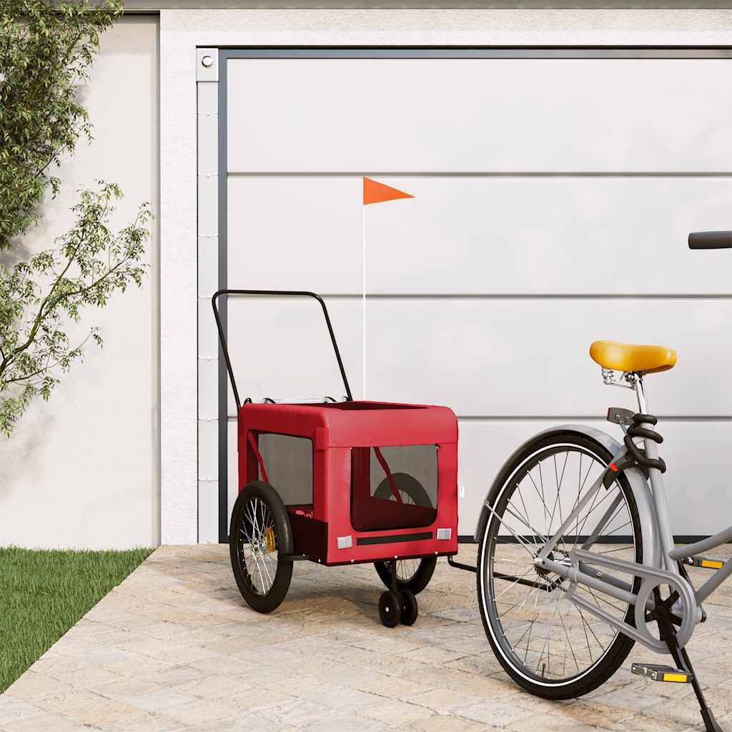 Hondenfietstrailer oxford stof en ijzer rood en zwart is nu te koop bij PeponiXL, paradijselijk wonen!