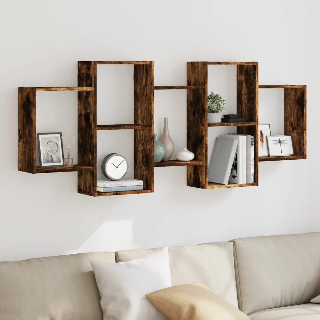 Wandschap 159x18x65 cm bewerkt hout gerookt eikenkleurig is nu te koop bij PeponiXL, paradijselijk wonen!