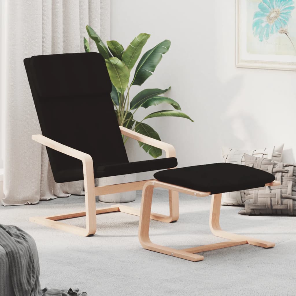 Relaxstoel met voetenbank stof zwart is nu te koop bij PeponiXL, paradijselijk wonen!