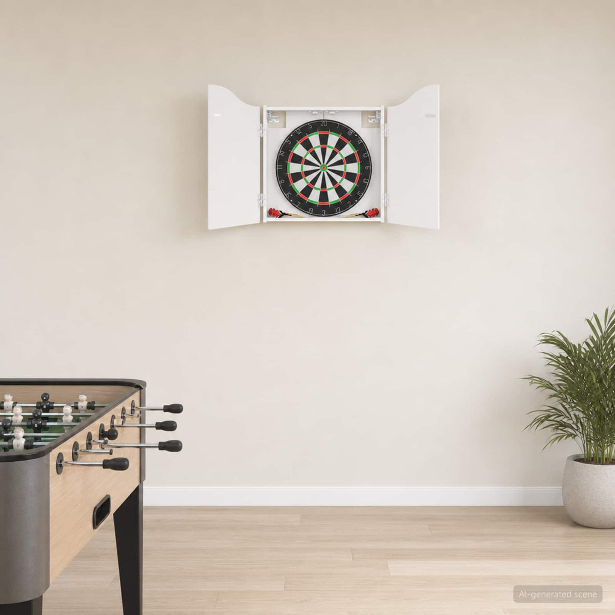 Dartbord Kabinet Hoogglans Wit 56 x 12 x 63 cm Bewerkt hout is nu te koop bij PeponiXL, paradijselijk wonen!