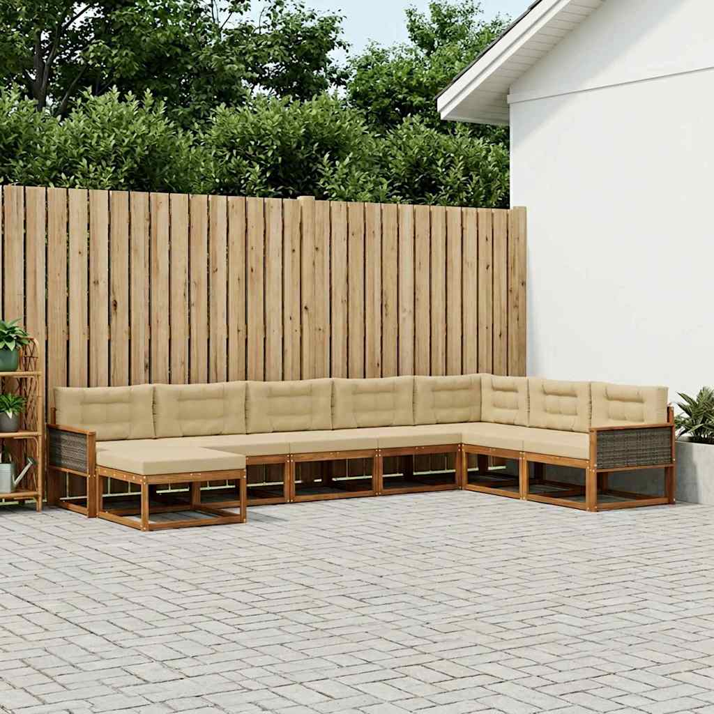 Buiten bankenset met kussen 8 pcs Natuurlijk en Beige is nu te koop bij PeponiXL, paradijselijk wonen!