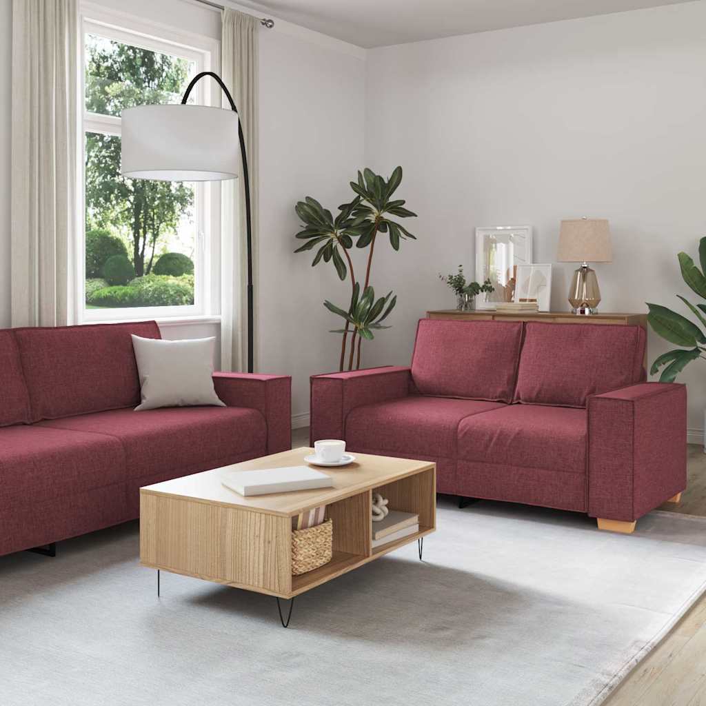 Bank 3 pcs Wijnrood 220 x 80 x 84 cm Linnen-mix stof is nu te koop bij PeponiXL, paradijselijk wonen!