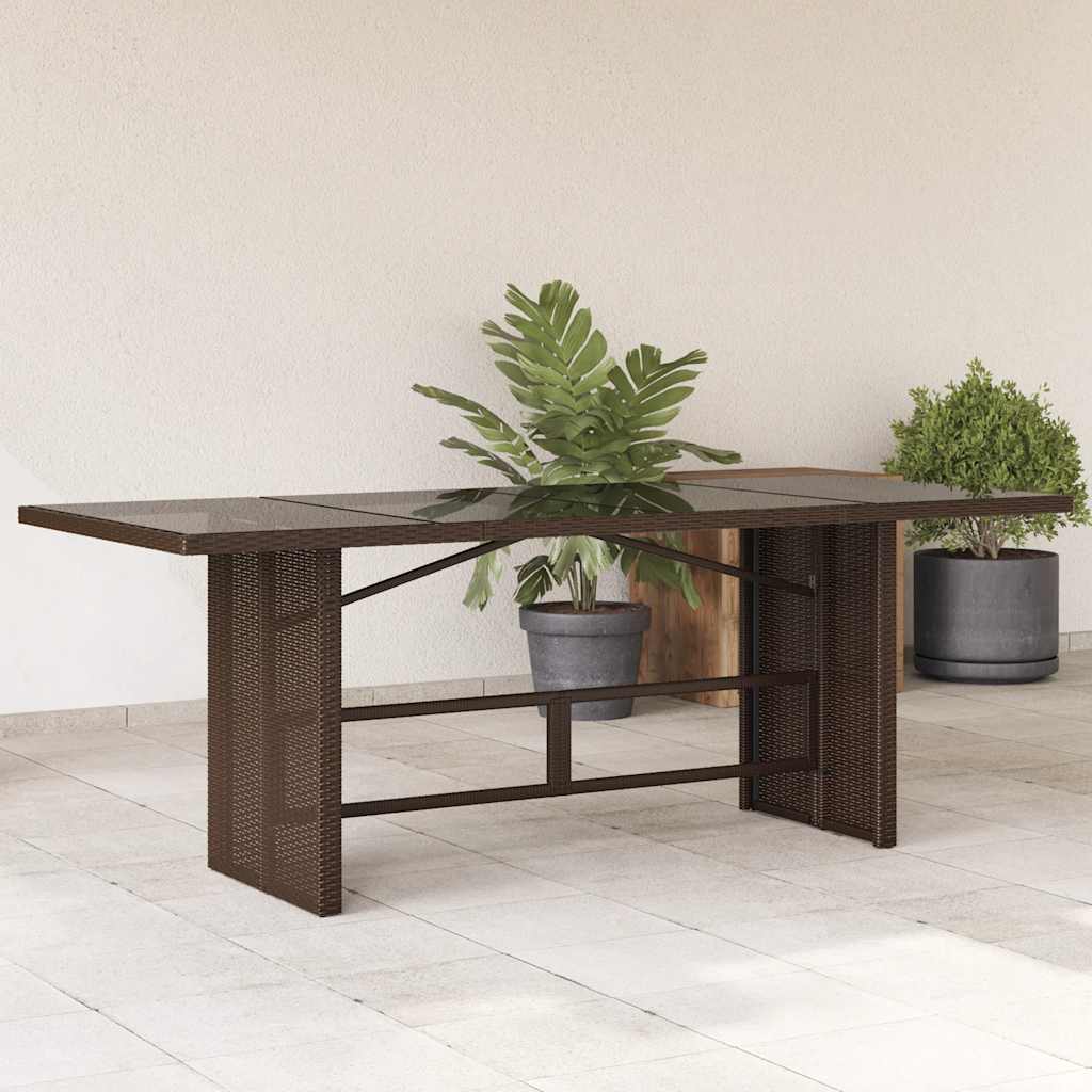 Tuintafel met glazen blad 190x80x75 cm poly rattan bruin is nu te koop bij PeponiXL, paradijselijk wonen!