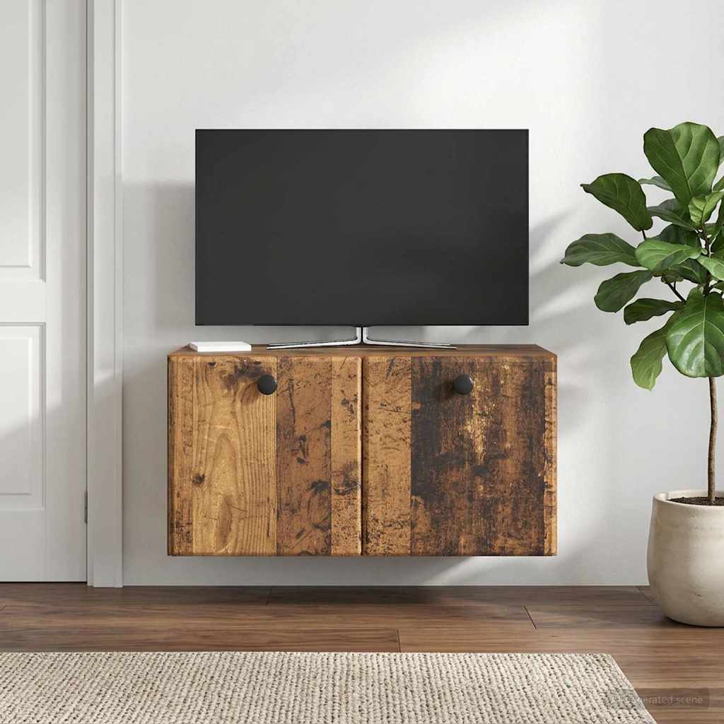 Wandbeugel TV-kast 59,5 x 31 x 30 cm Oud hout Bewerkt hout is nu te koop bij PeponiXL, paradijselijk wonen!