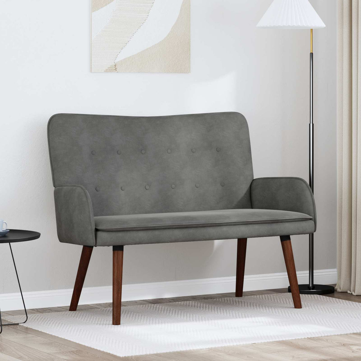 Twee Persoons Sofa Donkergrijs 115 x 61 x 87 cm Fluweel is nu te koop bij PeponiXL, paradijselijk wonen!