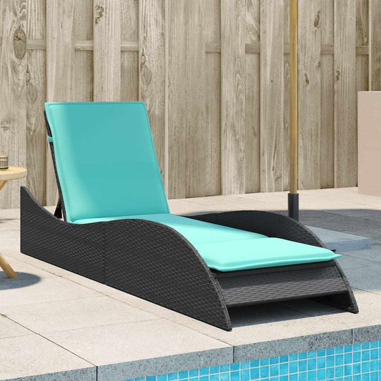 Ligbed met kussen zwart 60x205x73 cm poly rattan is nu te koop bij PeponiXL, paradijselijk wonen!