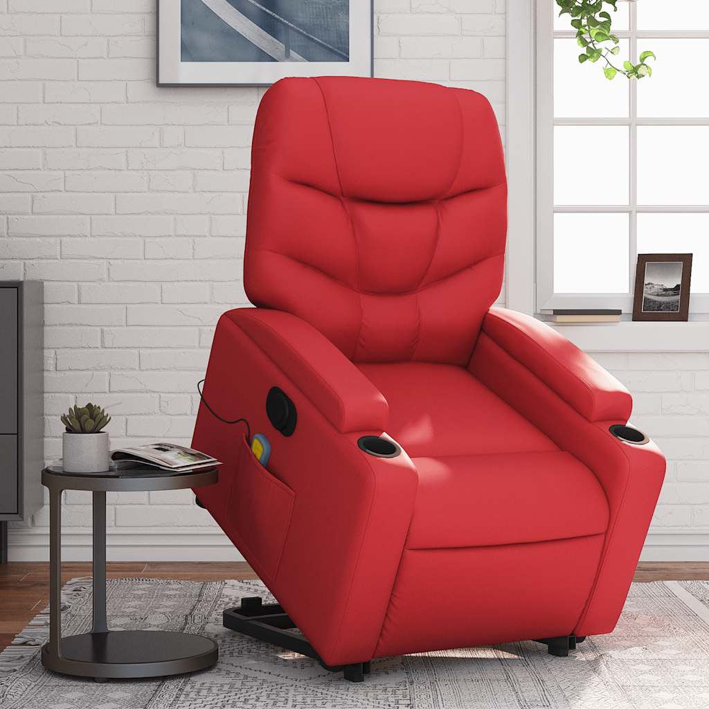 Sta-op-massagestoel elektrisch kunstleer rood is nu te koop bij PeponiXL, paradijselijk wonen!